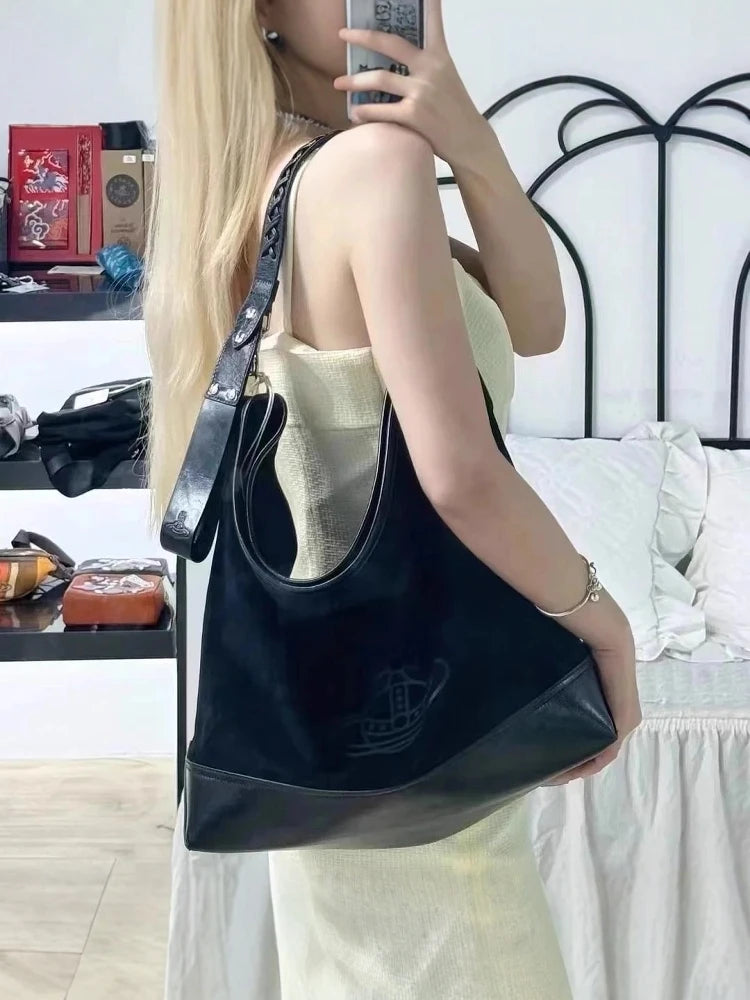 Large Capaci Suede Hobo Bag Women's Casual Commuter Tote Bag Trendy Single oulder Bag GP Famous Star  Hobo Bag