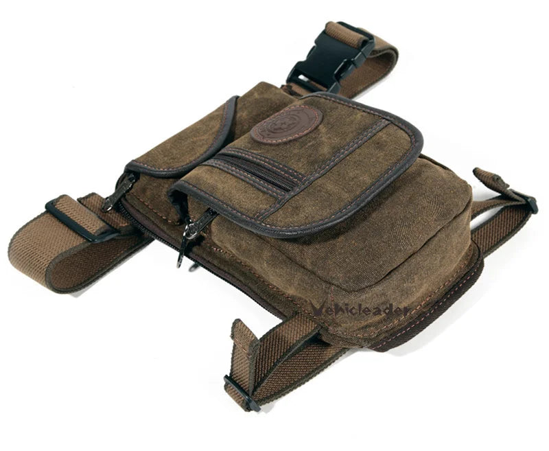Men's Canvas Drop Leg Bag Motorcycle Multi-purpose Messenger Shoulder Bag High Quality Belt Hip Bum Waist Fanny Pack for Camping