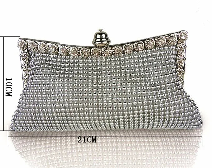 Evening Gold Clutch Bag Glitter Bead DESIGN Elegant Woman Party Bags Vintage Fashion Bridal Purse Silver Handbags Night Bag