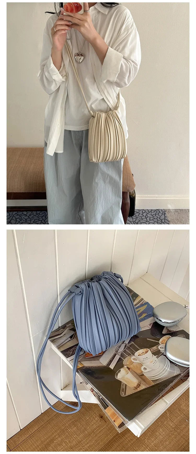 Luxury Women's Shoulder Crossbody Bag Summer New Luxury Soft PU Pleated Mini Bag Versatile Fashion Candy Color Small Square Bag