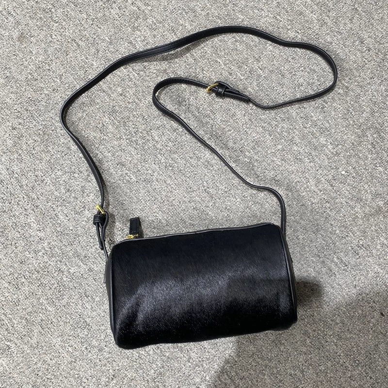 Luxury  Hair Splicing Genuine Leather Women's Bag 2025 New High Quali Single oulder Slant Cross Handheld Pencil Case...