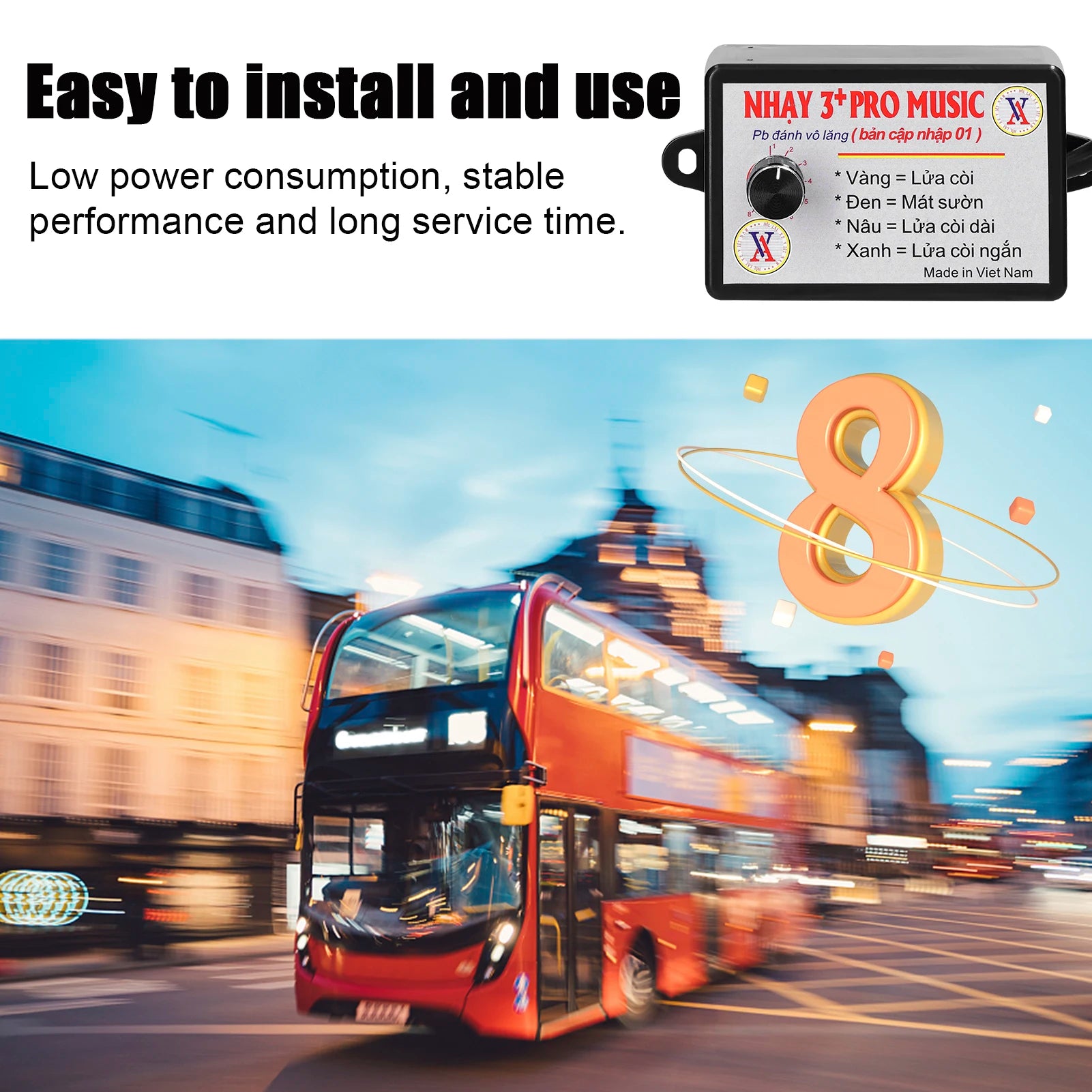 Car Horn Controller Electric Horn Speaker Sound Control Unit with 8 Sound Effects/Volume Switching for Car Truck Marine Boat