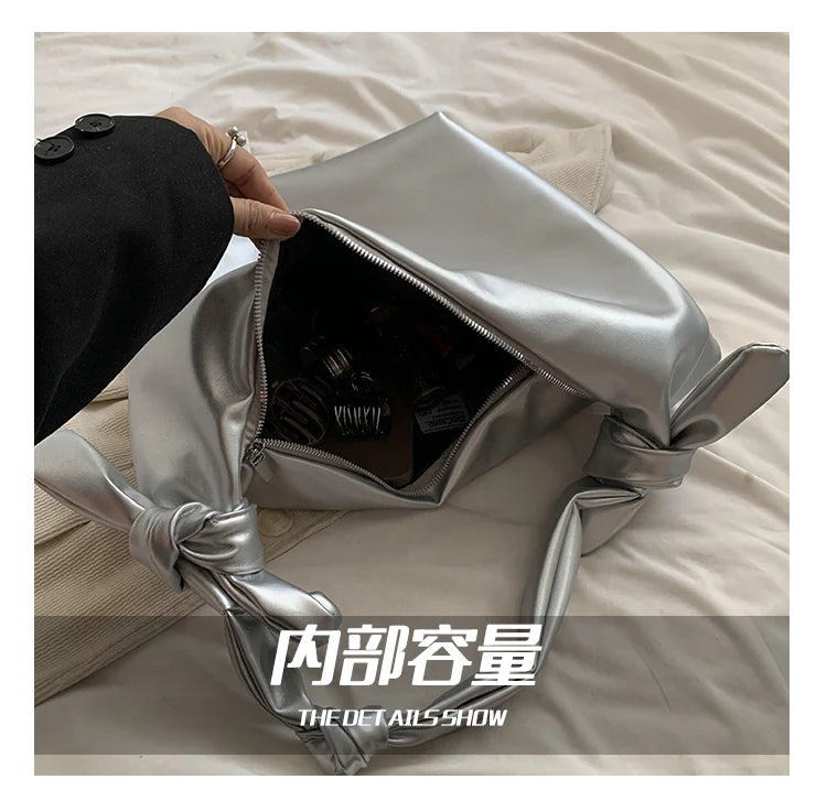 Leisure soft large-capacity bag female 2024 new fashion work shoulder bag college students relax tote bag