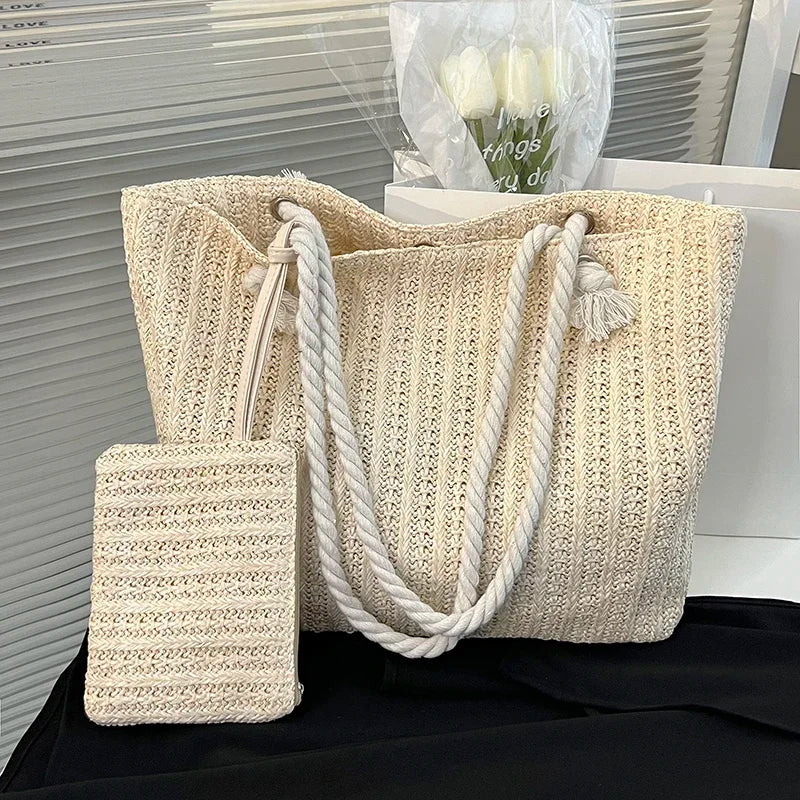 2025 France Designer Women Handbags Fashion Large Capacity Straw Tote Bag Summer Beach Bag Casual Bali Big Purse