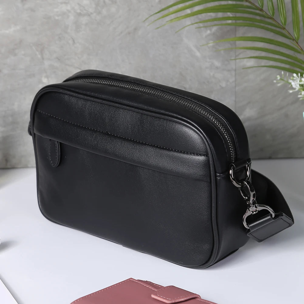 Luxury Business Shoulder Bag for Men Design Plaid PU Leather Messenger Crossbody Bag Casual Zipper Small Square Sling Bag Pouch