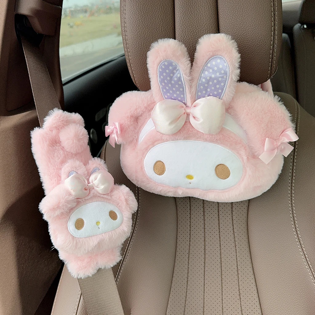 Sanrio My Melody Headrests Car Neck Pillows My Sweet Piano Pillows Car Interior Pillows Driving Neck Pillows Seat Waist Pillows
