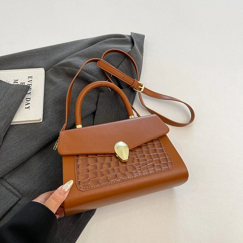 Luxury Black Handbag Classic Women Bag 2024 New Designer Shoulder Bag High Quality Solid Pu Leather Crossbody Small Square Bag