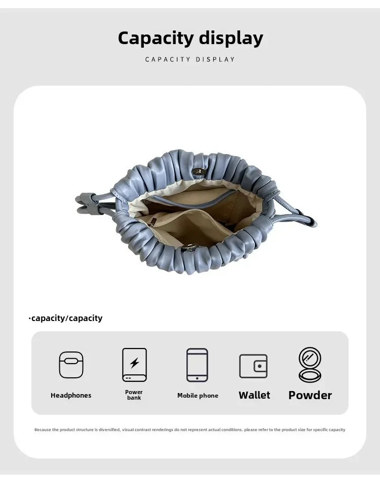 Luxury Women's Shoulder Crossbody Bag Summer New Luxury Soft PU Pleated Mini Bag Versatile Fashion Candy Color Small Square Bag