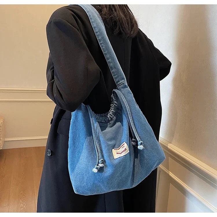 New denim dumpling bag, women's crossbody bag, simple and versatile small shoulder bag for class commuting