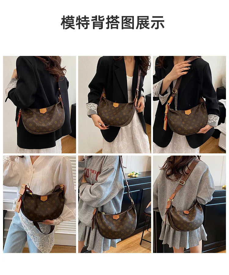 2025 Hobo Bag Monogram, Spacious Shoulder Purse for Women, Large Capacity Crossbody Tote, Fashion  Versatile Sling Bag