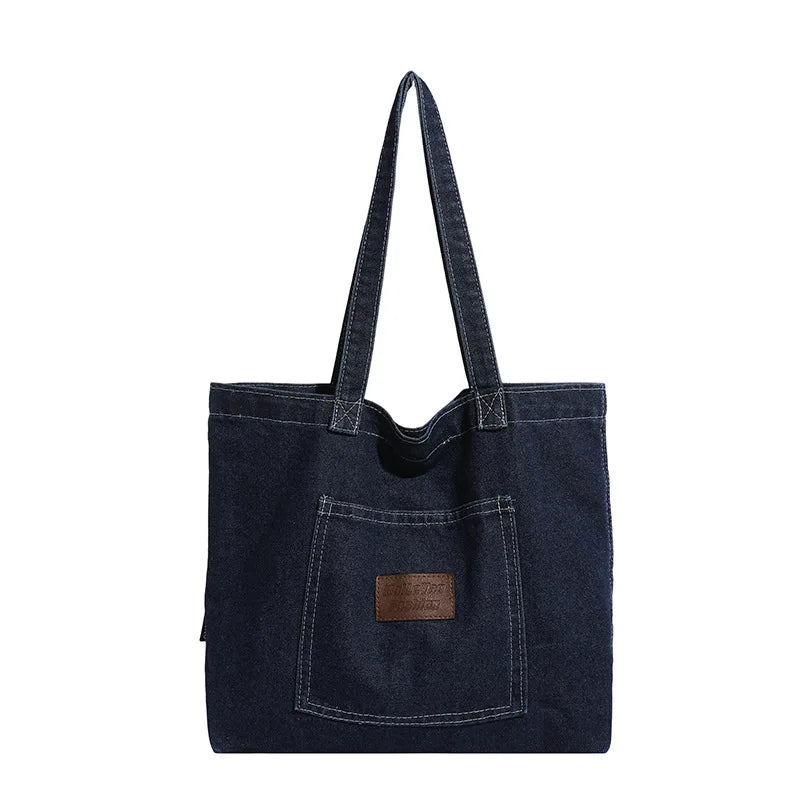Denim Shoulder Bag Fashion Versatile Daily Commute Large Capacity Handbag