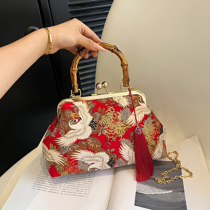 Luxury Evening Clutch Bag For Women Bride Wedding Clutch Purse Chain Shoulder Bags Small Party Handbag Rattan Handle Handle Tote