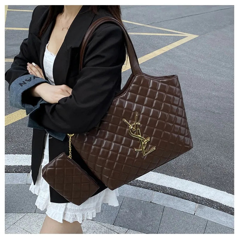 2025 New Women's Tote Bag Diamond Quilted Mother Daughter Purse, Retro Handheld Shoulder Bag, Spacious & Stylish, Casual/Office