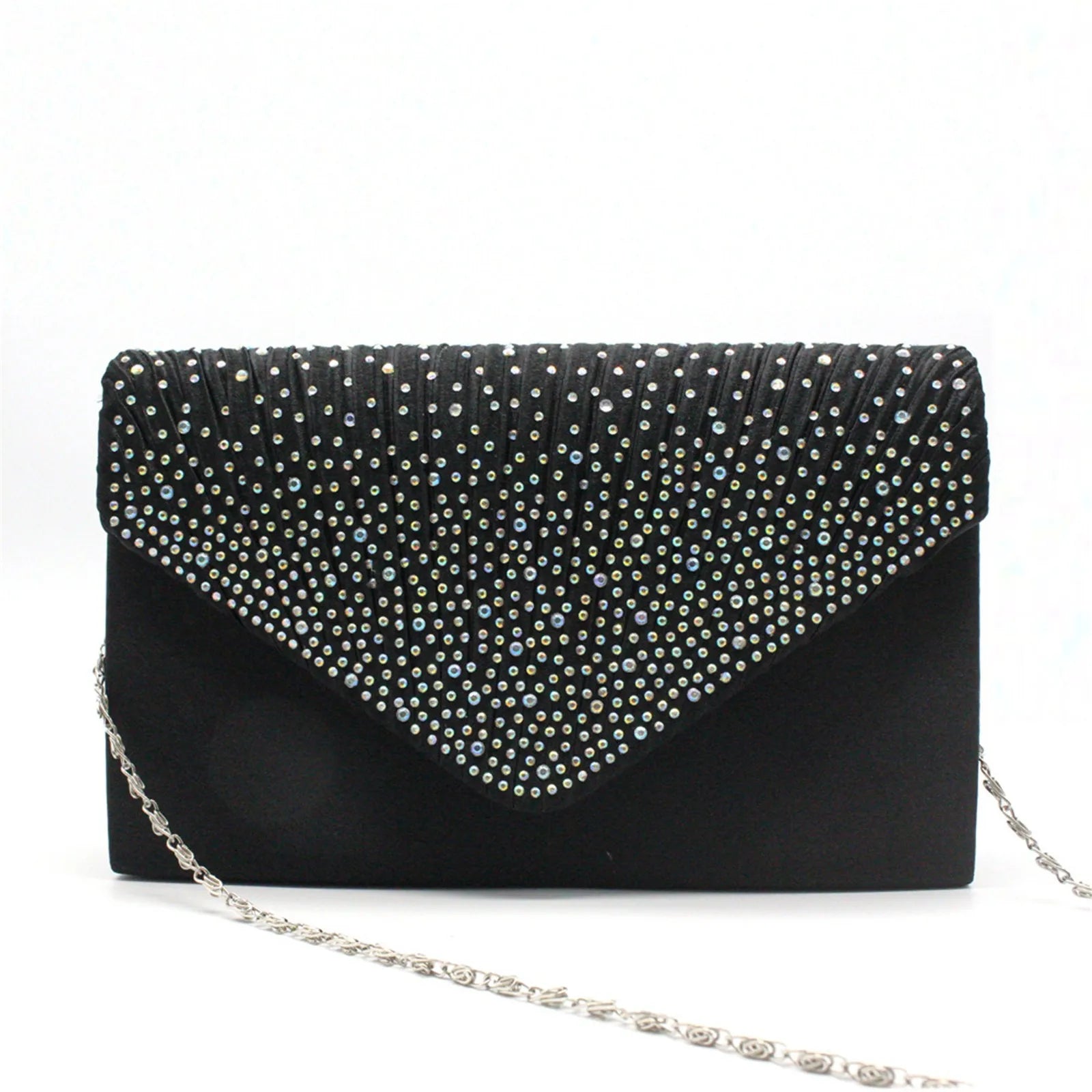 Women's  Luxury Silk Evening Clutch Bag - Elegant Women’s Prom/Wedding Handbag with Detachable Chain Strap & Secure Closure