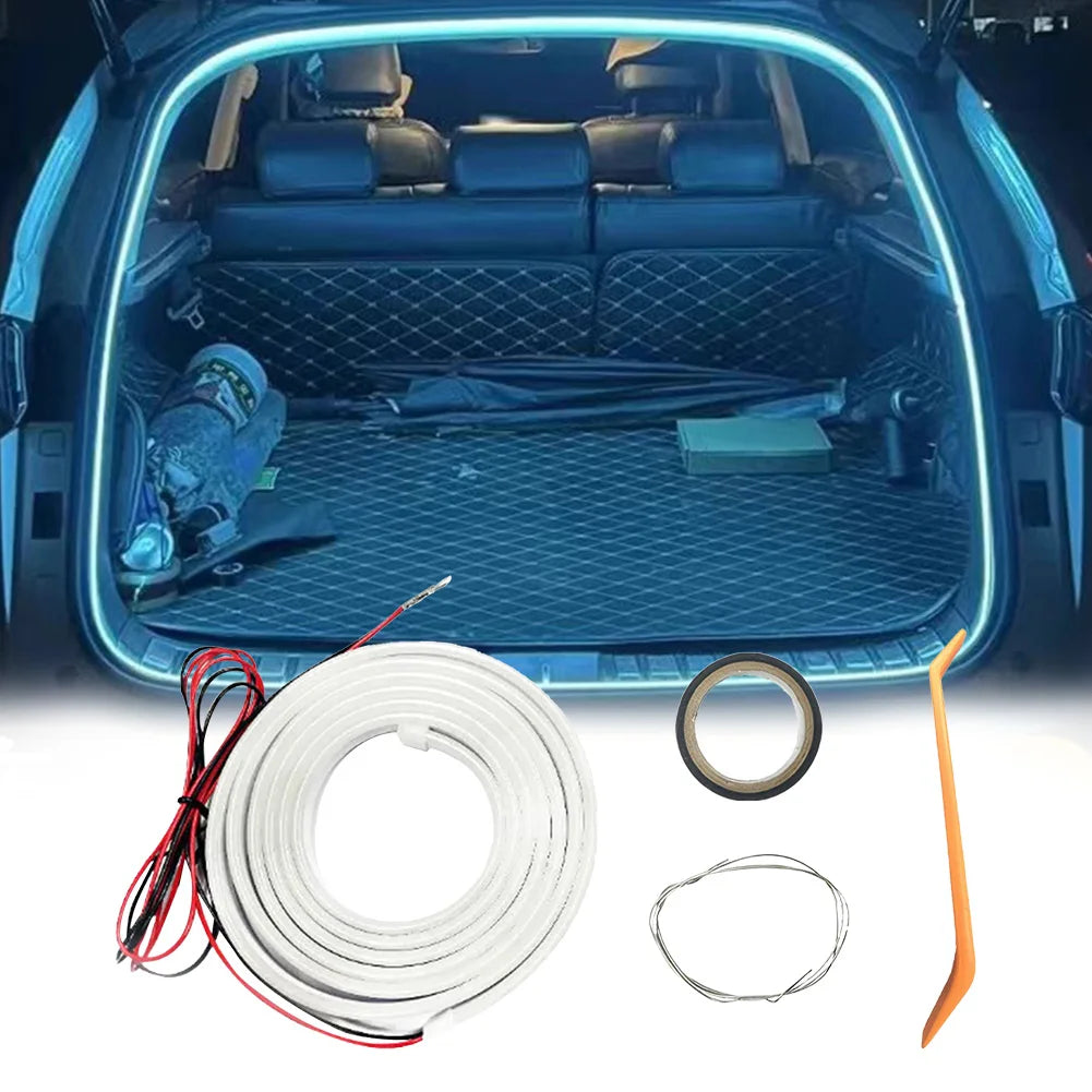 LED Car Trunk Light Strip 2/4M No Drilling Dynamic Flowing Light Strip Car Trunk Ambient Lighting Strip for Truck Trunk Decor