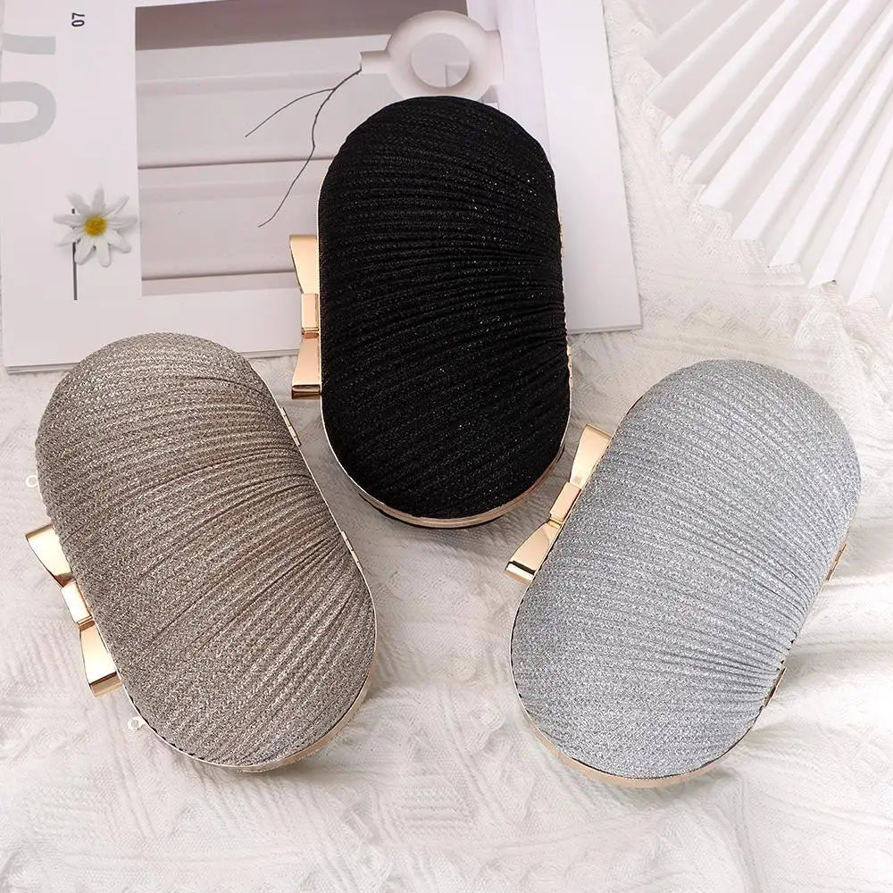 Wedding Bridal Beaded Women Evening Bag Chain Shoulder Handbags Elegant Rhinestones Clutch Egg Shape Evening Bag