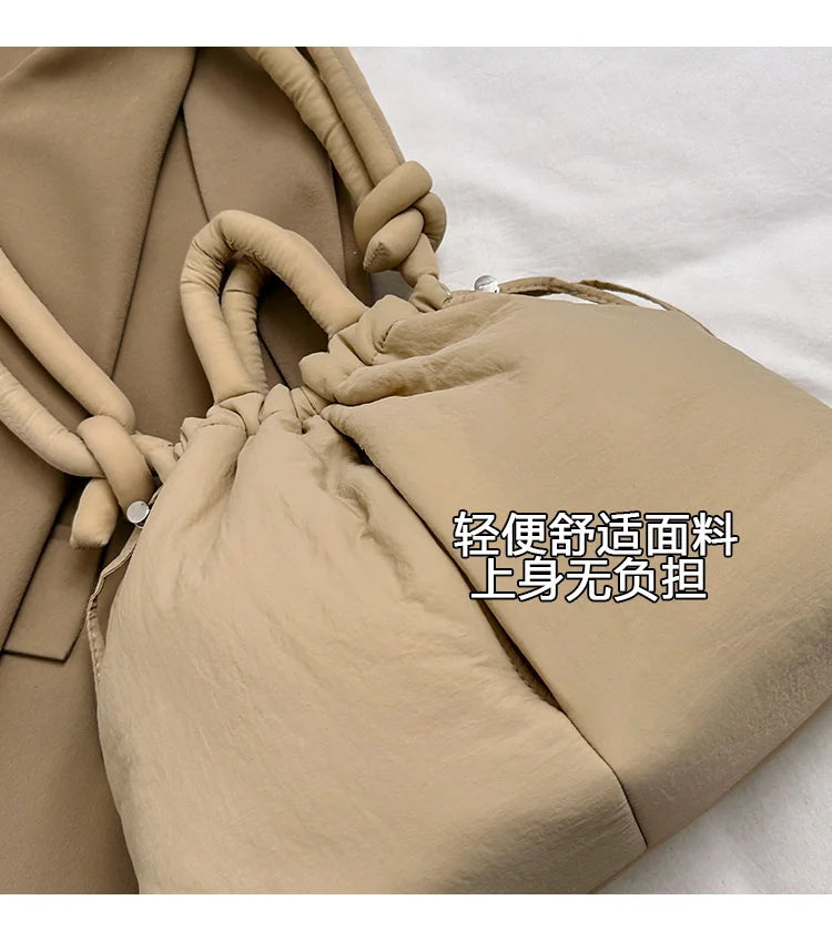 Women Shoulder Crossbody Bags Casual Nylon Padded Tote Bag Designer Soft Puffer Simple Vintage Large Capacity Handbags
