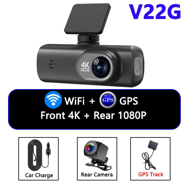 Dash Cam 4K UHD for Car Camera Front Rear Dual Lens With GPS WiFi 24h Parking Mode Night Vision Car DVR Video Registrator