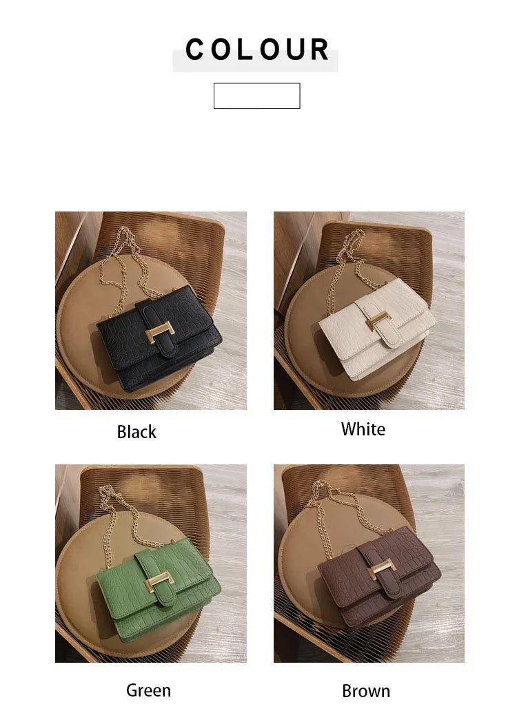 Luxury Stone Pattern Women Single Shoulder Crossbody Bags Fashion PU Leather Chains Handbags Messenger Bag Small Square Bag