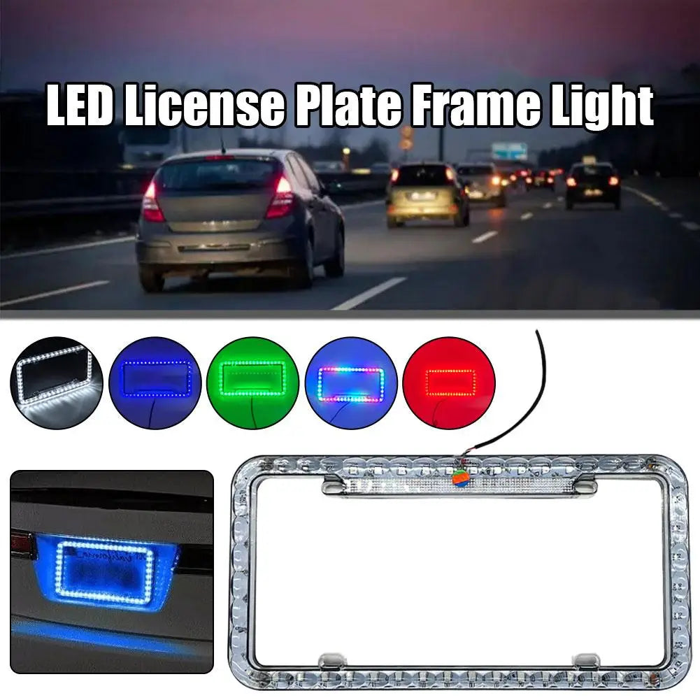 LED License Plate Frame Light 12V Car Rear License Plate Frame LED Lights With Multiple Light Modes Auto Accessries
