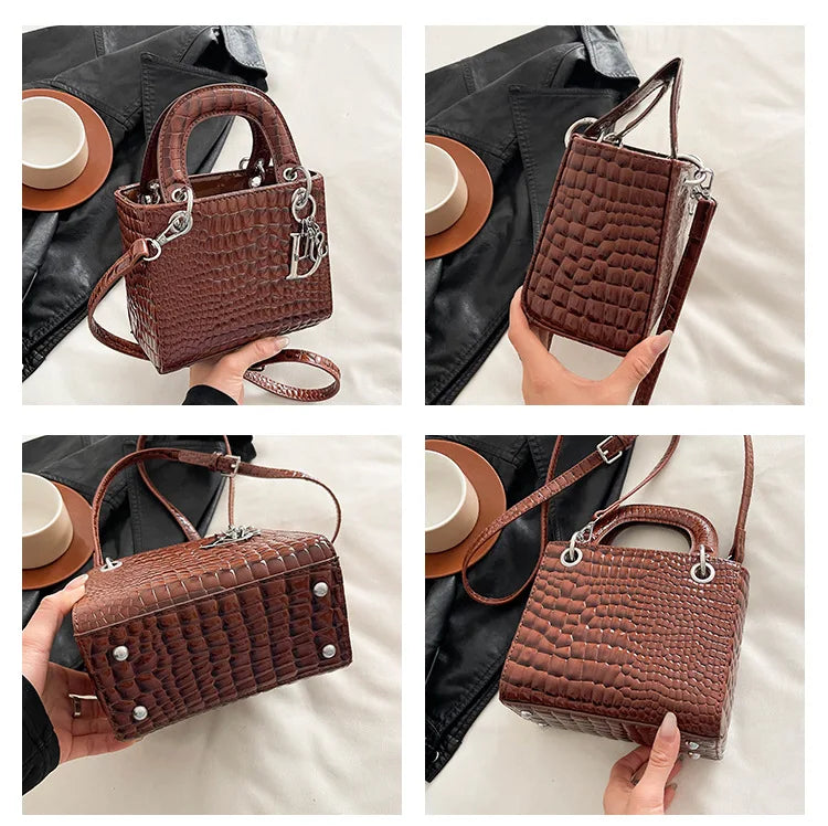 Women's Princess Diana - Style Glossy Crocodile Shoulder Bag - High - End,Versatile Messenger for On - the - Go luxury designer