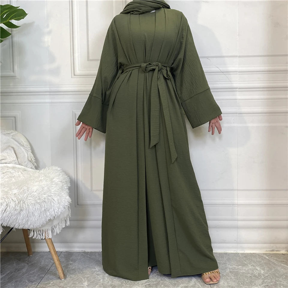 Abaya Women Muslim Long Dresses African Open Kaftan Dubai Turkey 2 Piece Set Luxury Islam Morocco Clothing Caftan Fashion Modest