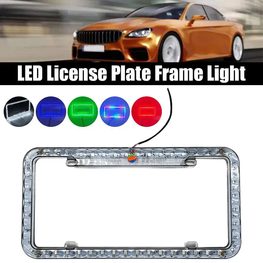 LED License Plate Frame Light 12V Car Rear License Plate Frame LED Lights With Multiple Light Modes Auto Accessries