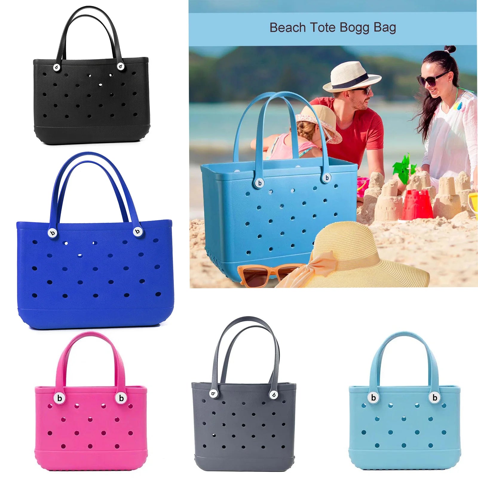 Luxury Beach Tote Bags For Women EVA Rubber M L XL Size Waterproof Travel Picnic Storage Basket Girls Shopping Handbag Bag