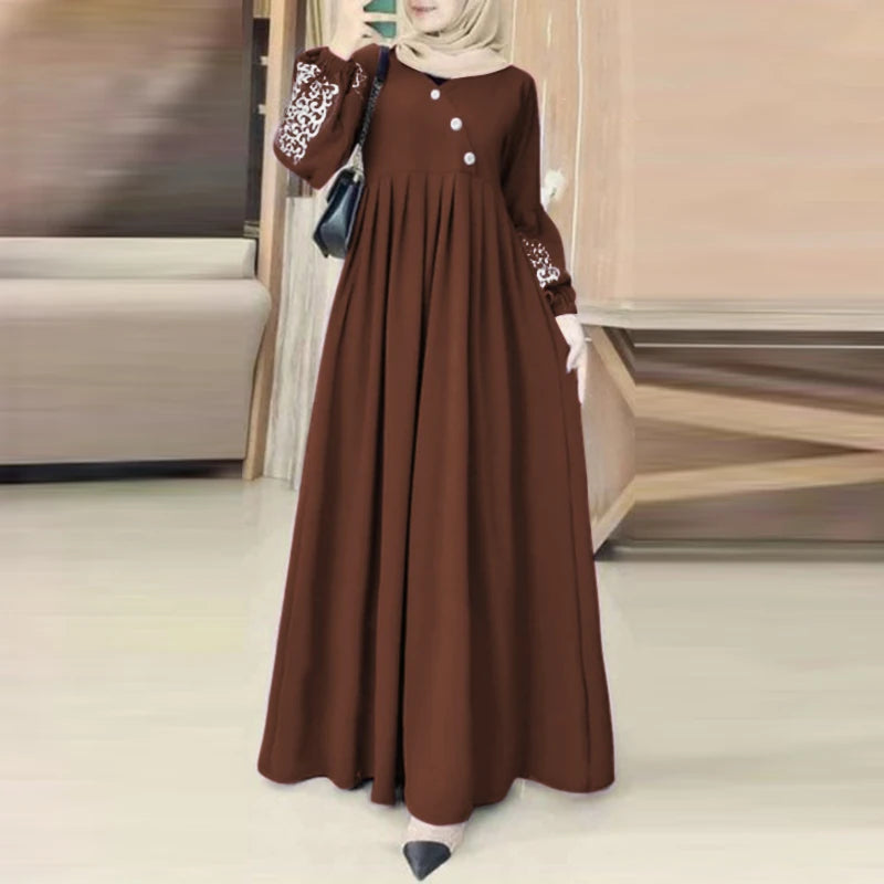 Muslim Hijab Dresses Abaya Eid Mubarek Robe Long Dress 2025 ZANZEA Women Elegant Long Sleeve Maxi Sundress Loose Vestidos Kaftan