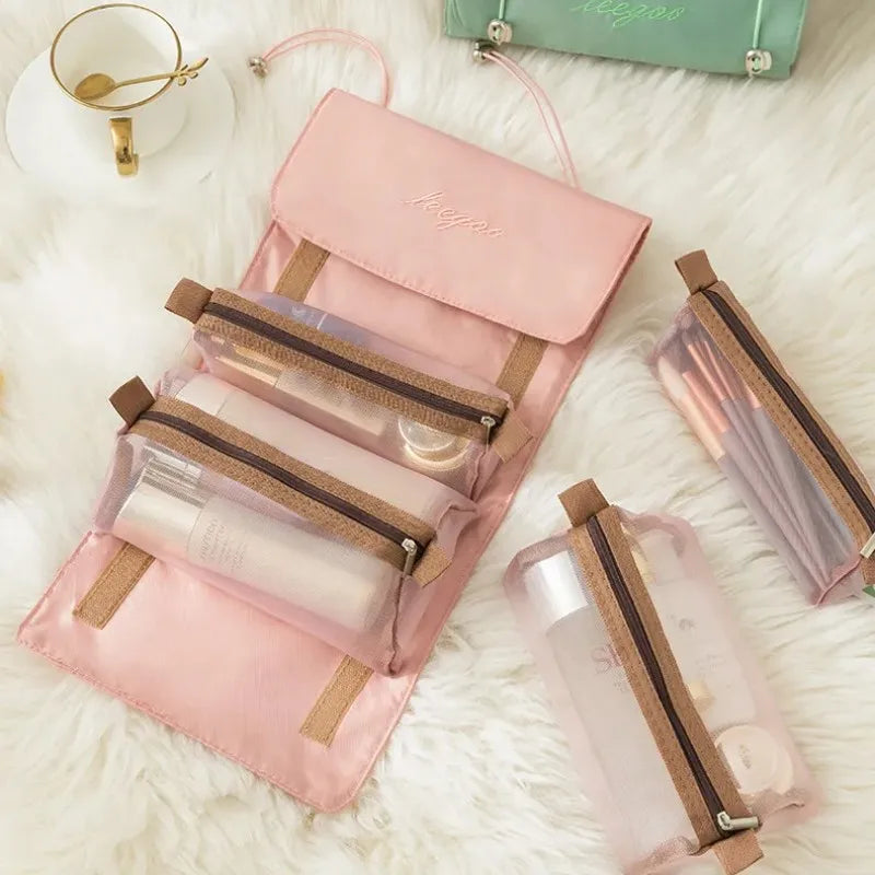 Detachable Cosmetic Bag Portable Large Capacity 4 in 1 Makeup Bags Portable Folding Travel Cosmetics Storage Toiletry Bag