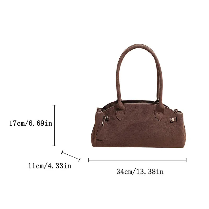 Luxury Women's Bag Lazy Matte Suede Tote Suede Boston Shoulder Bag Large Capacity Commuter Long-handle Handbag Underarm Shopper