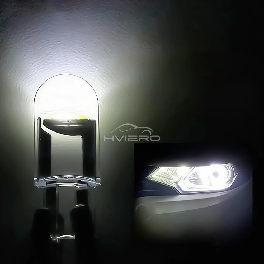 4X Car W5W 194 T10 LED Glass Housing Cob Auto Bulb White Red Blue Yellow Trunk Wedge License Plate Lamp Dome Tail Backup Light