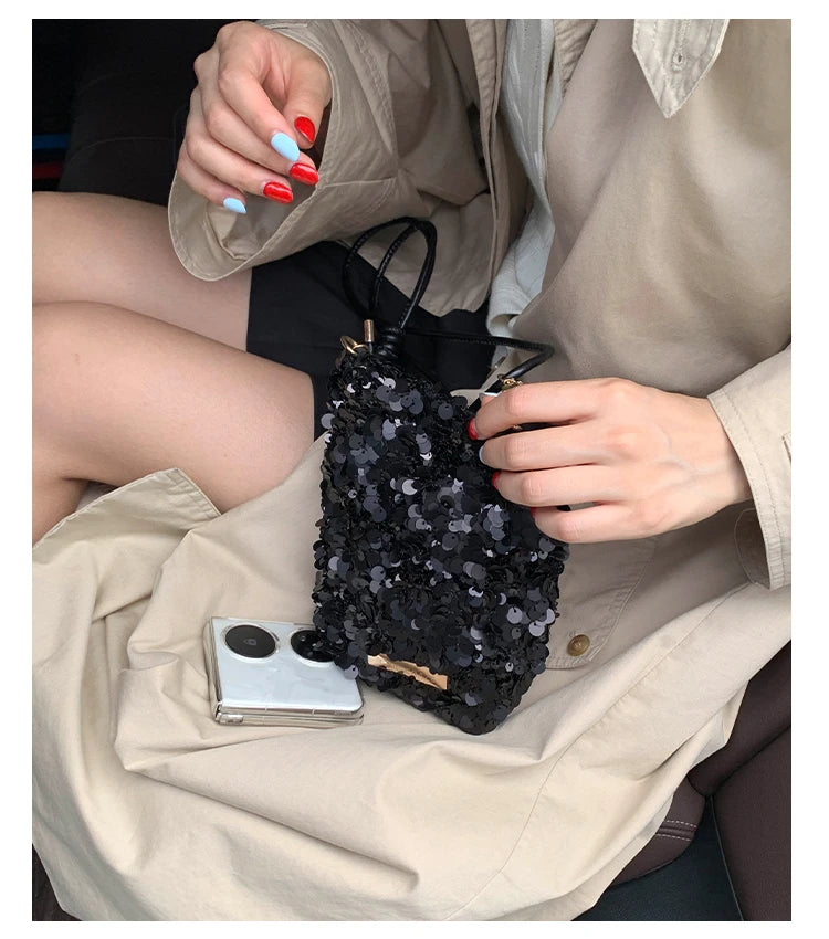 2025 New Large Sequined Bags for Women Are in Trend This Year – Large-Capacity Tote Bags with a Stylish Texture, Suitable as Sho