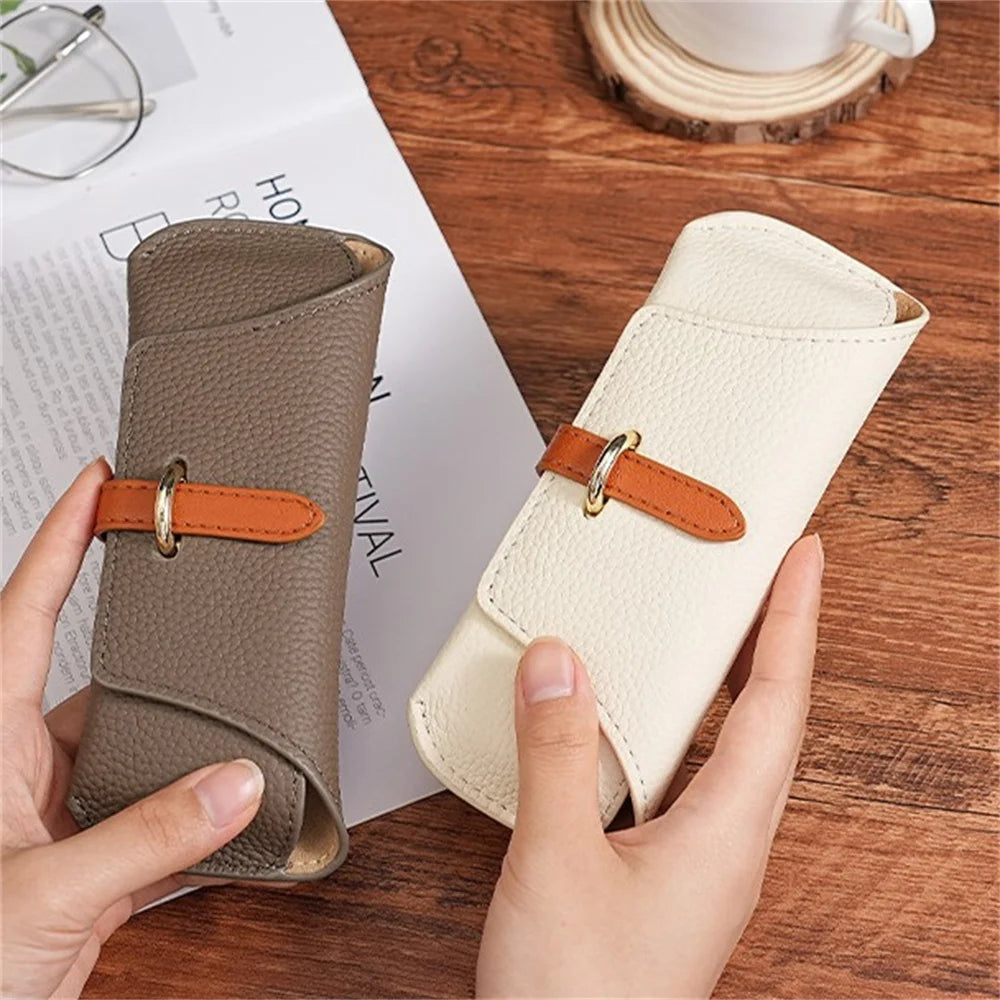 Luxury Pu Leather Glasses Bag Woman Portable Eyeglasses Protect Case Unisex Fashion Travel Sunglasses Case Eyewear Accessories