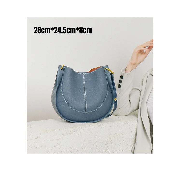 Head Layer Cowhide Crossbody Bags Niche Light Luxury Women's Bags Shoulder Saddle Bags Leather Bags Women's Soft Hundred