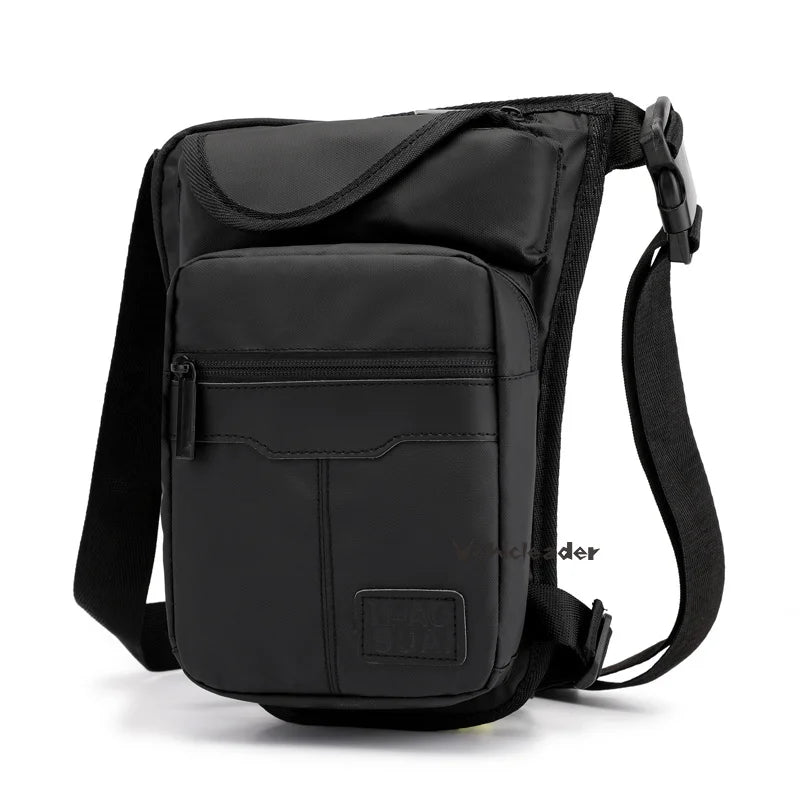 New Nylon Men Drop Leg Bag Fanny Pack Motorcycle Riding Casual Shoulder Cross Body Thigh Male Hip Belt Waist Bags Cafe Racer