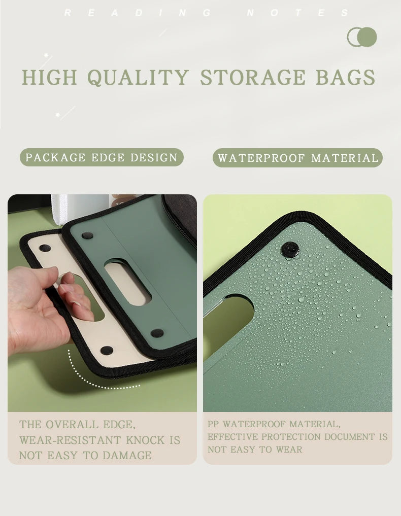 1Pcs A4 Vertical13 Pocket Expanding File Briefcases Handbag Paper Folder  Organiser Document Bag Storage