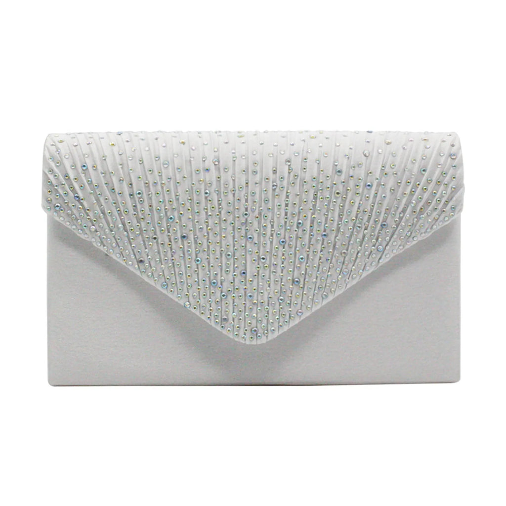 Women's  Luxury Silk Evening Clutch Bag - Elegant Women’s Prom/Wedding Handbag with Detachable Chain Strap & Secure Closure