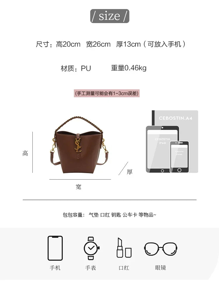 2025 Summer New! Light - Luxury Women's Bucket Bag - High - End Niche Design, Stylish Shoulder Messenger for All Occasions