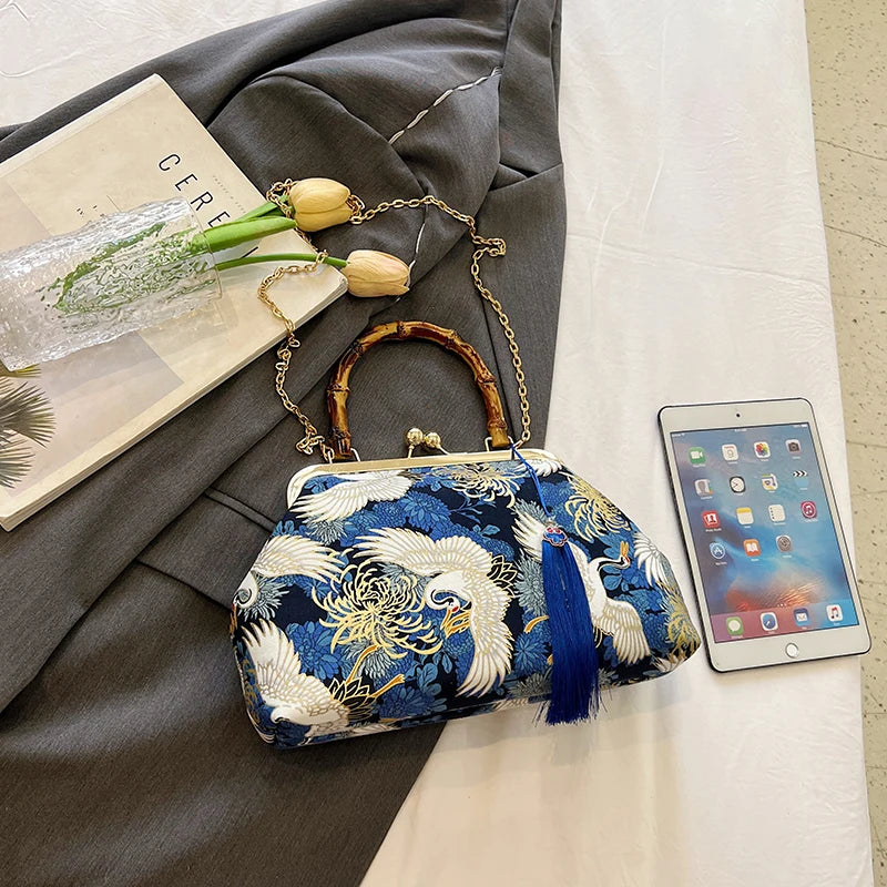 Luxury Evening Clutch Bag For Women Bride Wedding Clutch Purse Chain Shoulder Bags Small Party Handbag Rattan Handle Handle Tote