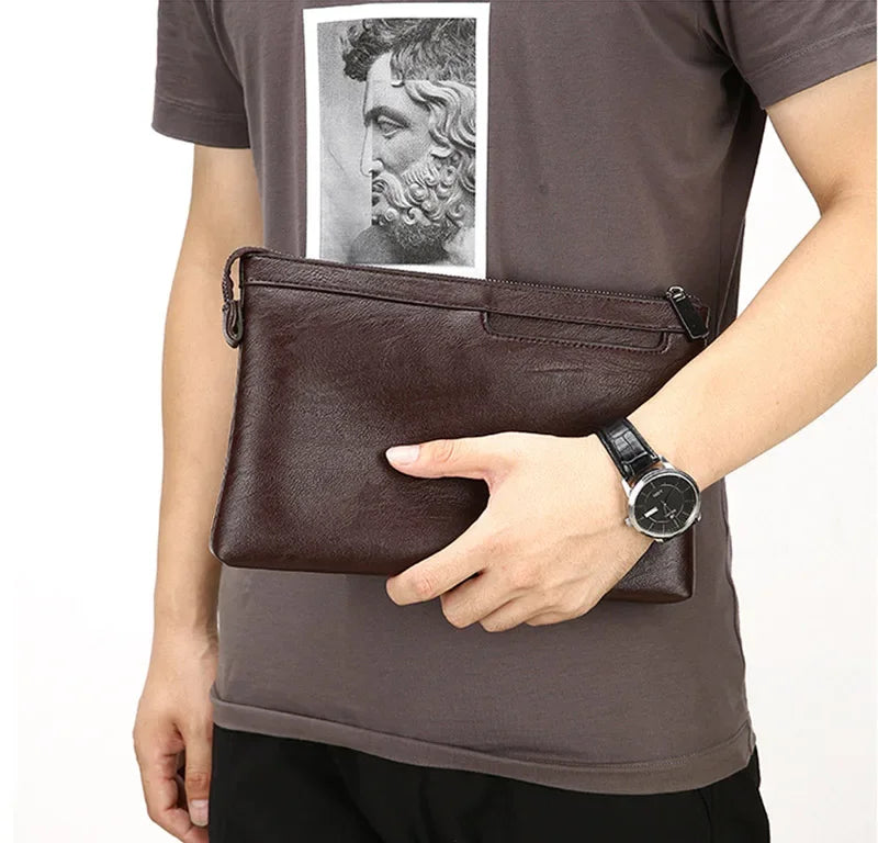 Fashion Brand Design Business Clutch Bag High Quality PU Leather Envelope Bags Casual Travel Men's Wallet Cell Phone Pocket