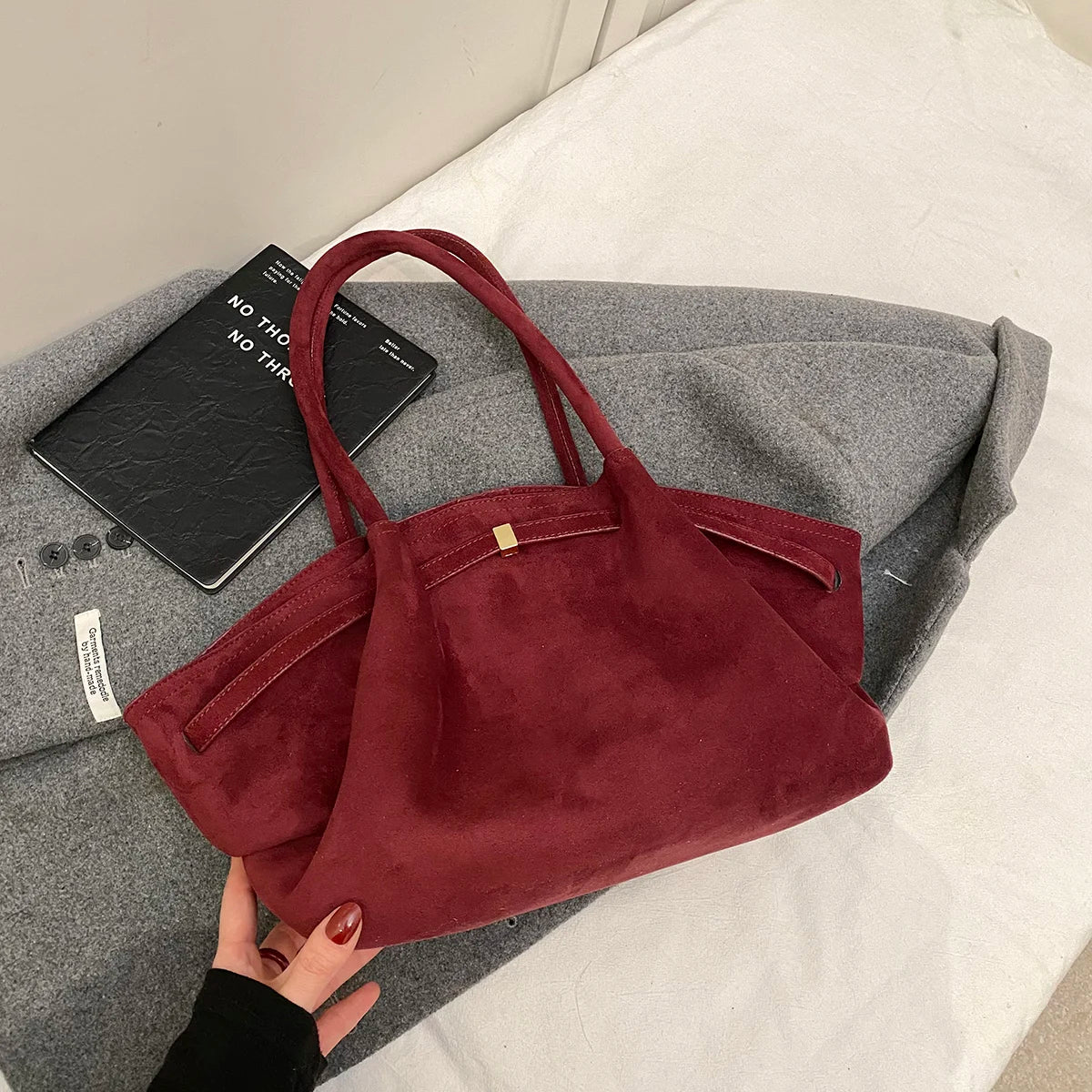 Large Nubuck Leather Tote Bags Ladies Shoulder Bag for Women Autumn Winter New Korean Fashion Y2K Retro Handbags and Purses