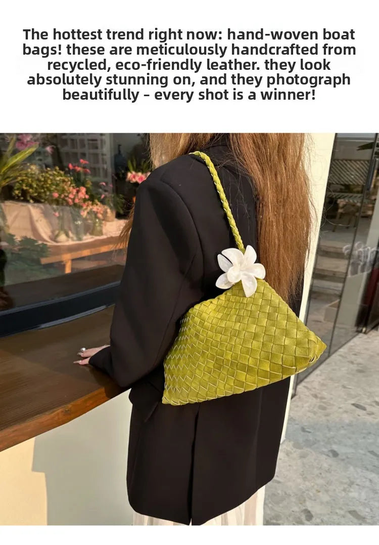 Hand woven armpit bag, women's new high-end and versatile retro handbag, single shoulder mother bag