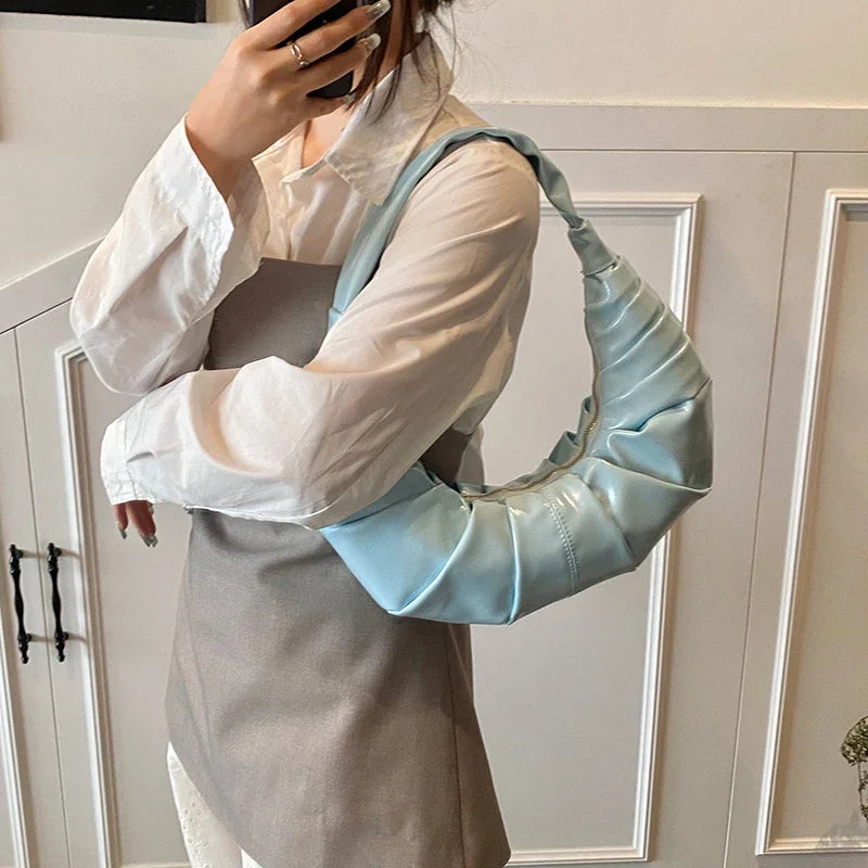 Silver Handbags Women Dumpling Shoulder Bag Fashion Luxury Ladies Hobos Bags High Capacity Female Tote Bag Black