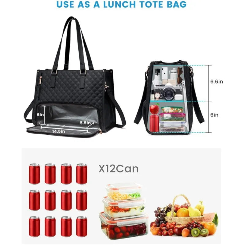 Multifunctional 2In1 Cooler Lunch Bags Insulated Handbag for Women Men Large Capacity Travel Picnic Lunch Box Food Delivery Bag