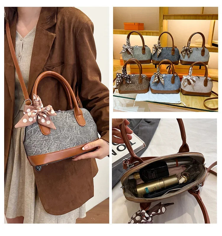 2024 New! Retro Stylish Ruffled Shell Bag - High - End Printed, Ideal for Women's Casual Outings & Versatile Use Free Shipping