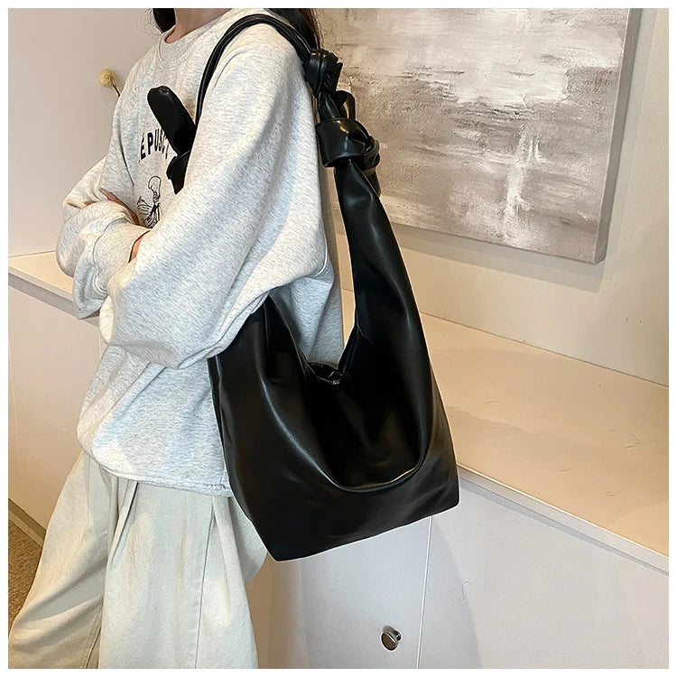 Leisure soft large-capacity bag female 2024 new fashion work shoulder bag college students relax tote bag
