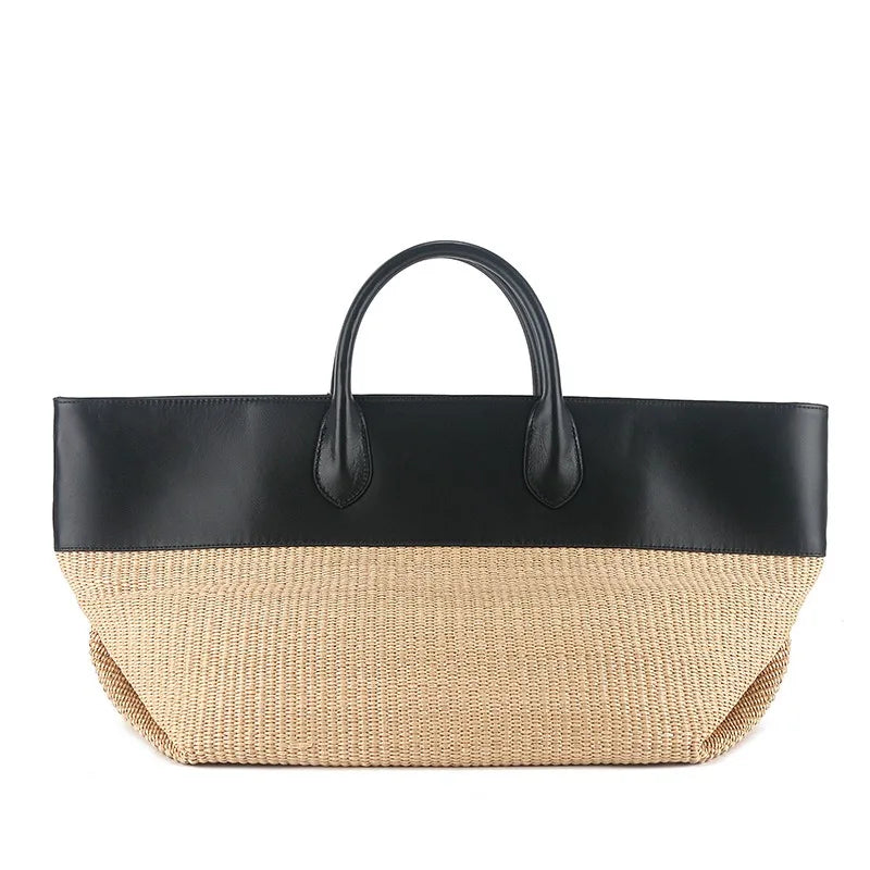 Luxury Tote Bags For Women 2025 High Quality Large Capacity Straw Bag Summer Casual Vacation Clashing Color Patchwork Beach Bag