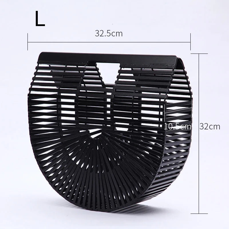 Fashion Straw Bag Bamboo Semi-circular Handbags High quality Hand woven Women Bags Bohemia Summer Ladies Beach Bag Bamboo Bags