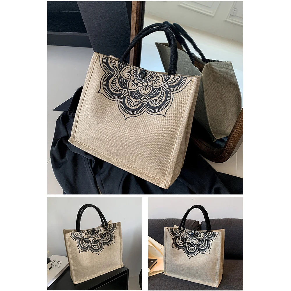 Canvas Handbags For Women Fashion Tote Beach Bags Reusable Shopping Bags Casual Large Capacity Designer Shoulder Pouch Bags